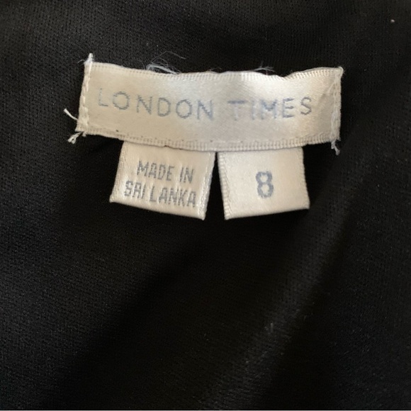 London Times Black Dress with White Print Size 8 - Picture 7 of 8